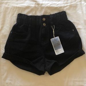 Black paper bag shorts